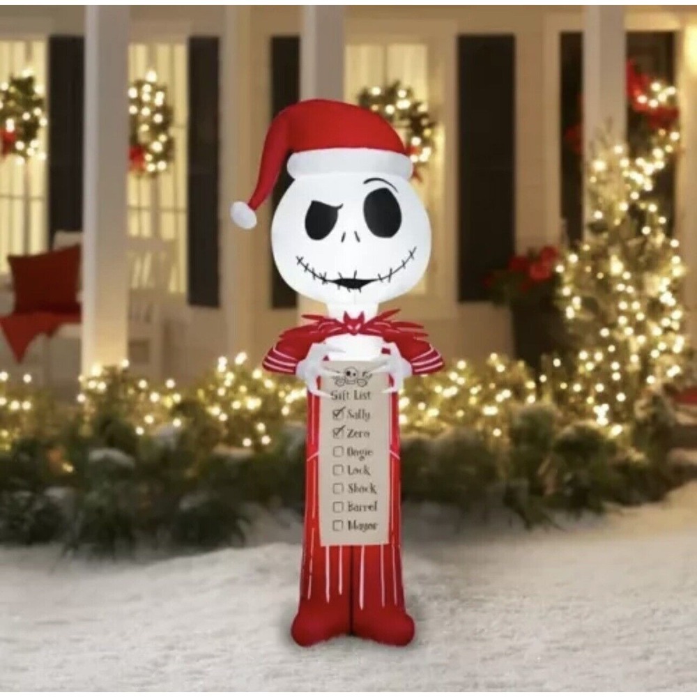 Jack Skellington Christmas Inflatable 5.5' w/ Wish List Santa Light Up LED Gemmy